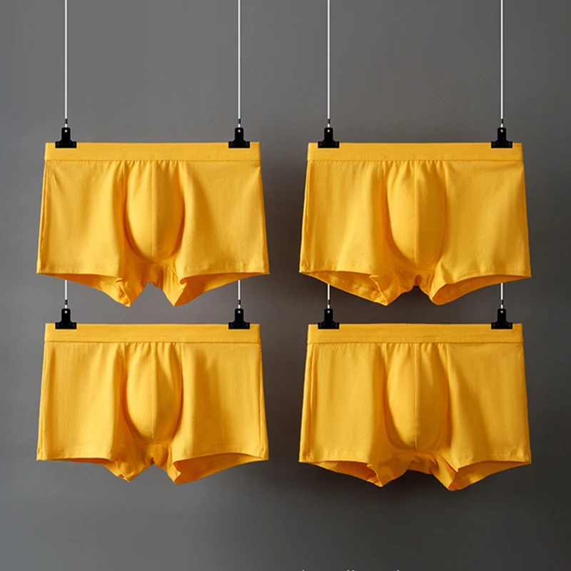 Трусы-боксеры мужские 4 шт./партия, мягкие удобные дышащие, желтые, нижнее белье, большие размеры 
Трусы-боксеры мужские 4 шт./партия, мягкие удобные дышащие, желтые, нижнее белье, большие размеры