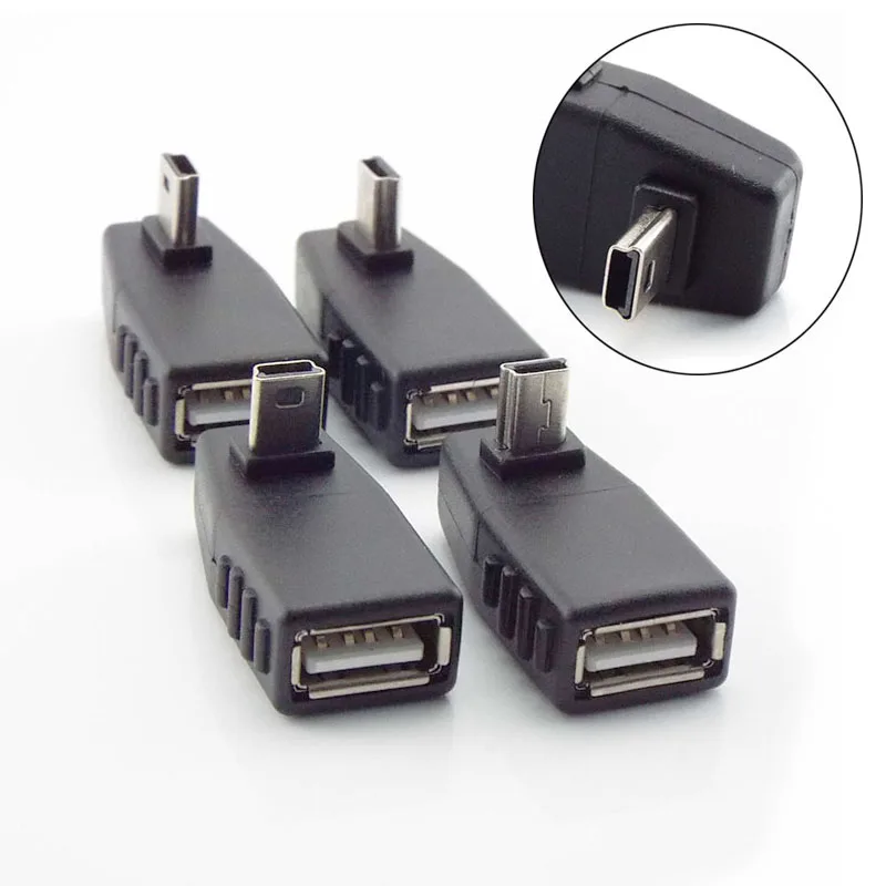 Угловой преобразователь 90 градусов Mini USB 5-контактный разъем папа на мама OTG