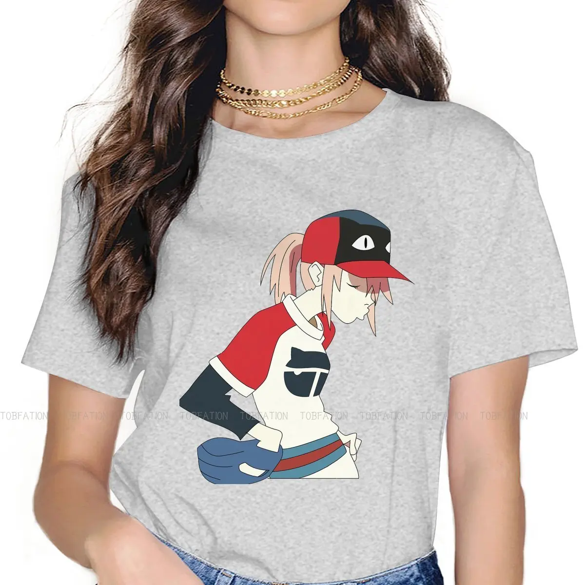 

FLCL Fooly Cooly Original TShirts Haruko Basball Player Distinctive Homme T Shirt New Trend Tops