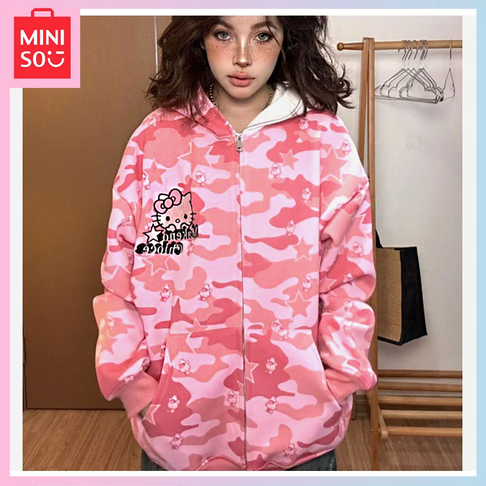 Miniso Hellokitty Fashion Autumn Winter Camo Hooded Cardigan Comfortable Loose Girl Long Sleeved Top Birthday Christmas Gift
Miniso Hellokitty Fashion Autumn Winter Camo Hooded Cardigan Comfortable Loose Girl Long Sleeved Top Birthday Christmas Gift