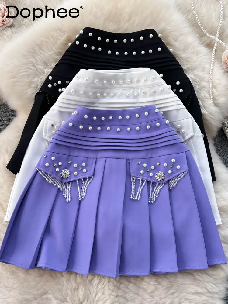 2023 Spring Summer New High Waist Black Short Skirt Women Chic Beads A- Line Mini Skirt Korean Pleated Skirt Umbrella Skirts
2023 Spring Summer New High Waist Black Short Skirt Women Chic Beads A- Line Mini Skirt Korean Pleated Skirt Umbrella Skirts