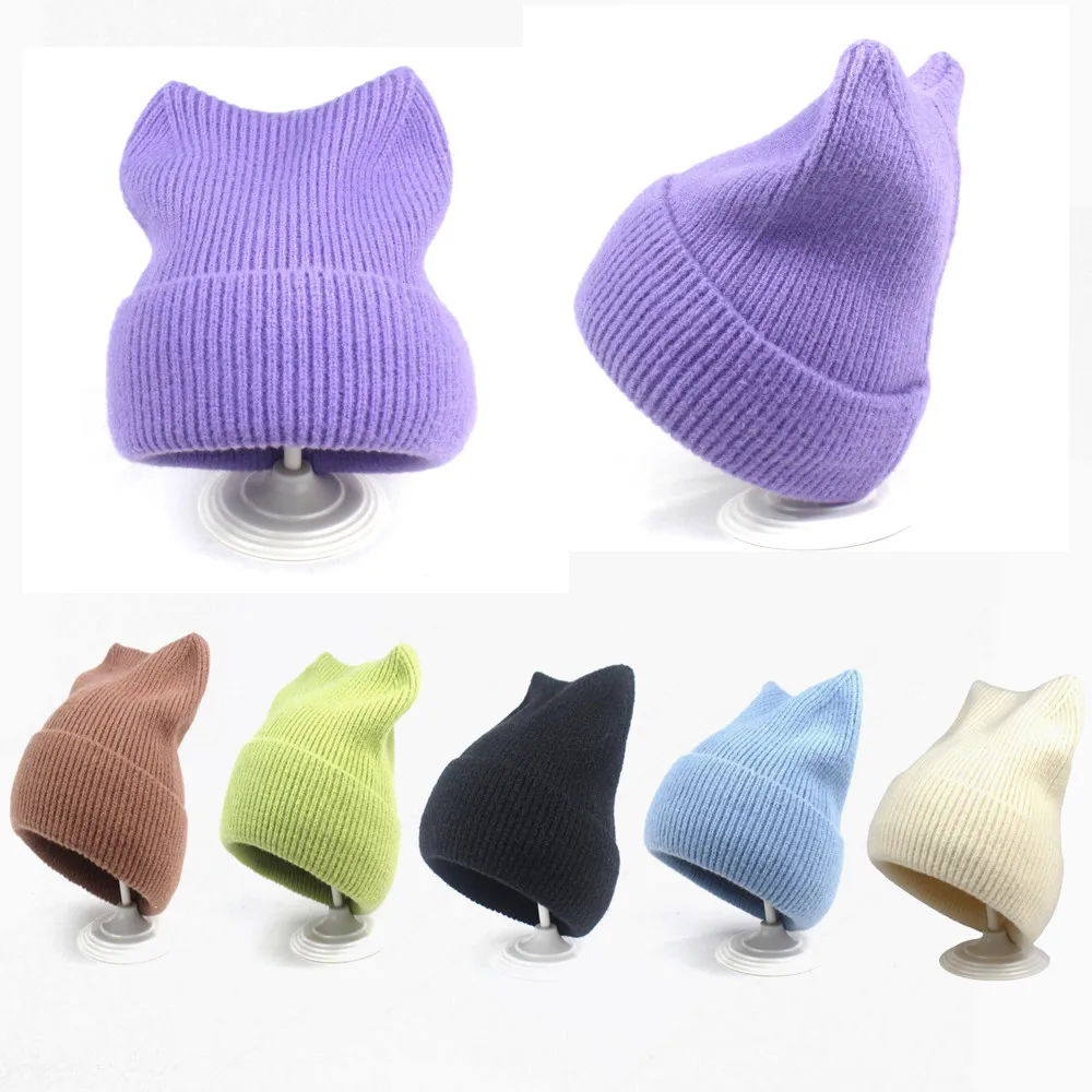 Cute Cat Ear Beanie Winter Warm Knitted Hat Soft Wool Crochet Beanies For Women Girl Little Devil Cosplay Halloween Cap
Cute Cat Ear Beanie Winter Warm Knitted Hat Soft Wool Crochet Beanies For Women Girl Little Devil Cosplay Halloween Cap