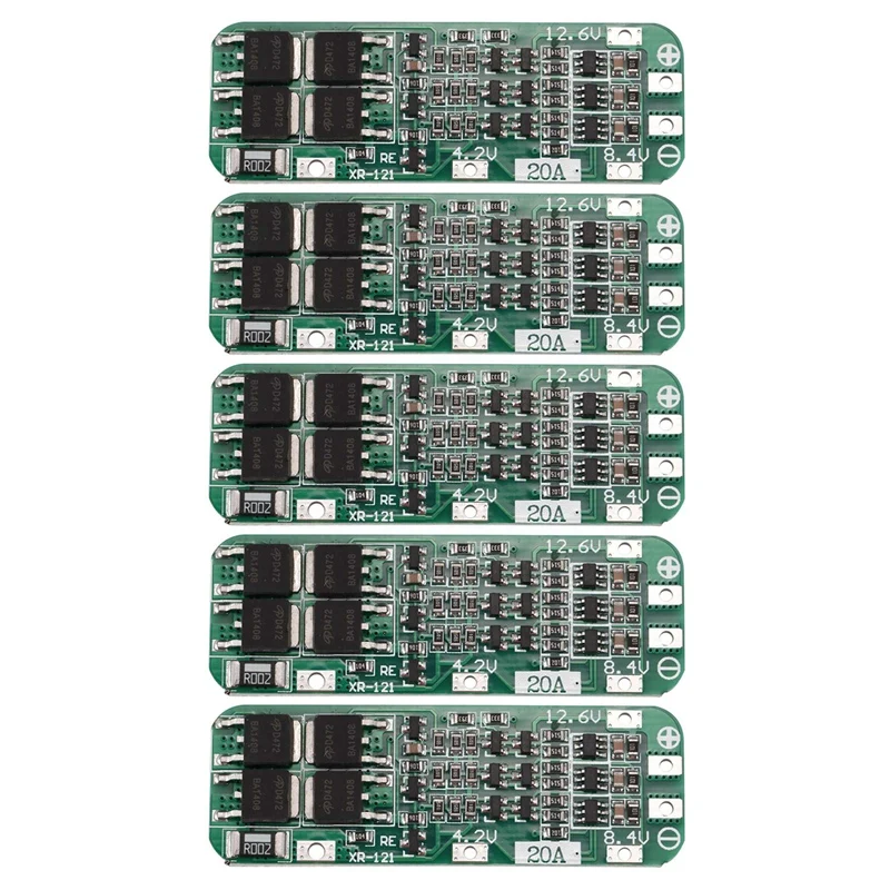 

5X 3S 20A Li-Ion Lithium Battery 18650 Charger PCB BMS Protection Board 12.6V Cell 64X20X3.4Mm Module S08