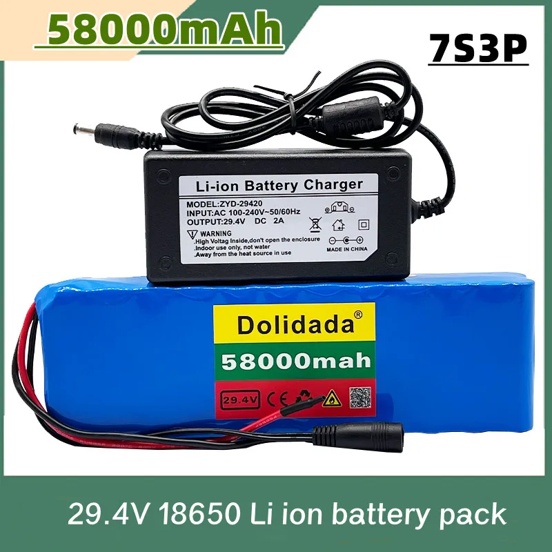 24V 58Ah 7s3p 18650 battery lithium battery 24v 58000mAh electric bicycle moped electric lithium ion Battery pack + Charger
24V 58Ah 7s3p 18650 battery lithium battery 24v 58000mAh electric bicycle moped electric lithium ion Battery pack + Charger