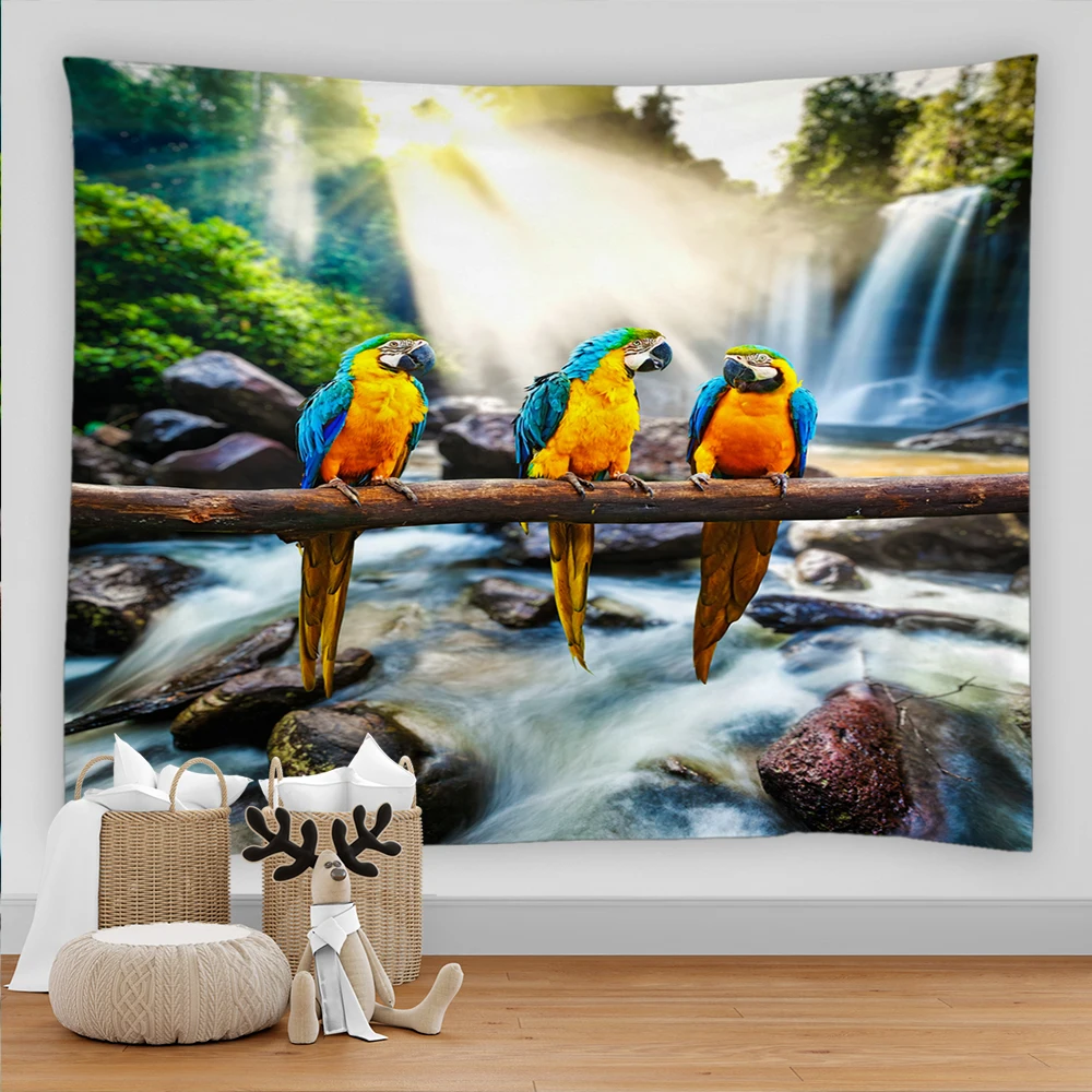 Parrot Tapestry Blue Yellow Macaw Tropical Waterfall Nature Scenery Tapestrie Bedroom Living Room Decor Wall Hanging
Parrot Tapestry Blue Yellow Macaw Tropical Waterfall Nature Scenery Tapestrie Bedroom Living Room Decor Wall Hanging