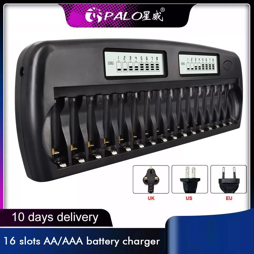 PALO 4-48 slots AA AAA battery charger LCD display smart fast charger for 1.2V AA AAA Ni-MH Ni-CD rechargeable batteries
PALO 4-48 slots AA AAA battery charger LCD display smart fast charger for 1.2V AA AAA Ni-MH Ni-CD rechargeable batteries
