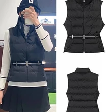 Golf tops Fall/Winter 2023 new womens zipper stand up collar down vest H3983