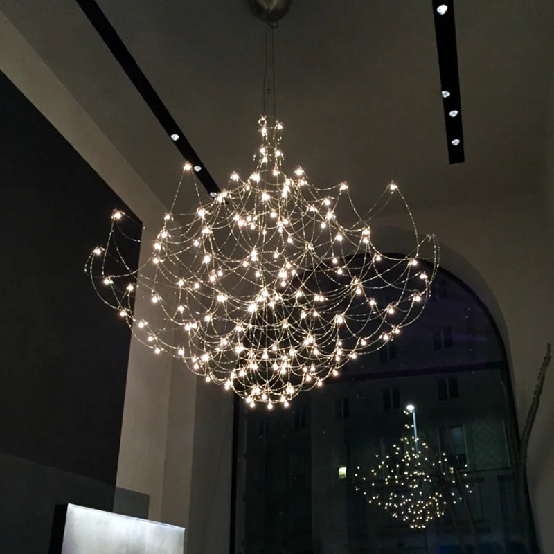 

LED Firefly Chandelier Modern Atmosphere Light Luxury Stylish Starry Dandelion Foyer Dining Room Villa Hall Lighting Fixture