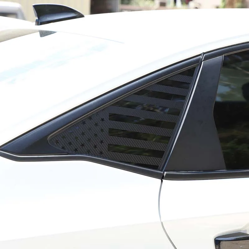 

Автомобильная треугольная пленка на заднее окно, наклейка с цветком, черная/углеродное волокно, автомобильный Стайлинг для honda 11th civic 2022, внешние аксессуары