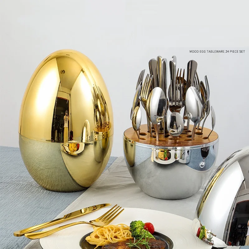 24 piece knife fork and spoon stainless steel tableware storage egg business gift set
24 piece knife fork and spoon stainless steel tableware storage egg business gift set