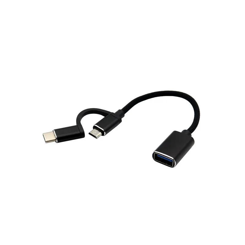 

2 In 1 USB 3.0 OTG Adapter Cable for Samsung Nylon Braid Micro USB Type C Data Sync Adapter for Huawei for MacBook Type-C OTG