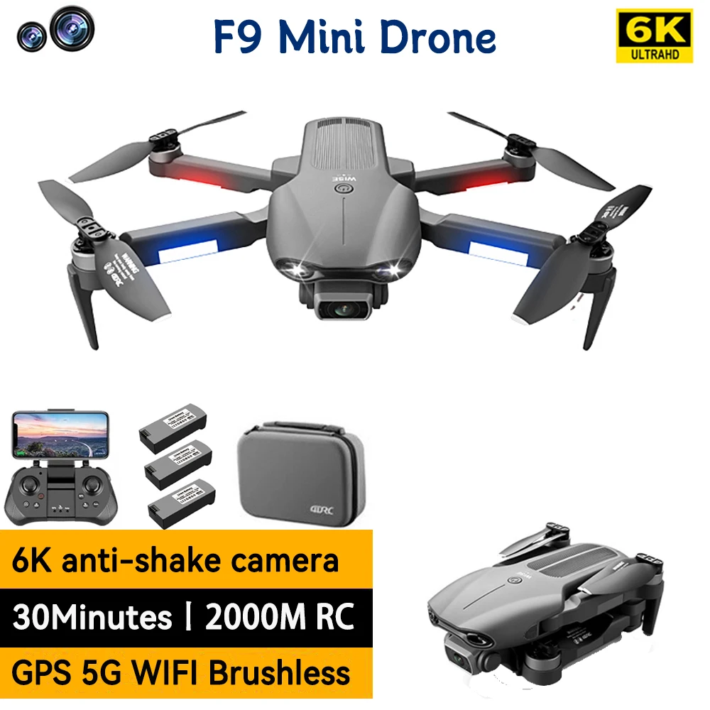 

F9 Mini Drone Gps 6k Profesional Hd Dual Camera Wifi Fpv Brushless Motor Quadcopter Real-time Transmission Helicopter Kidstoys