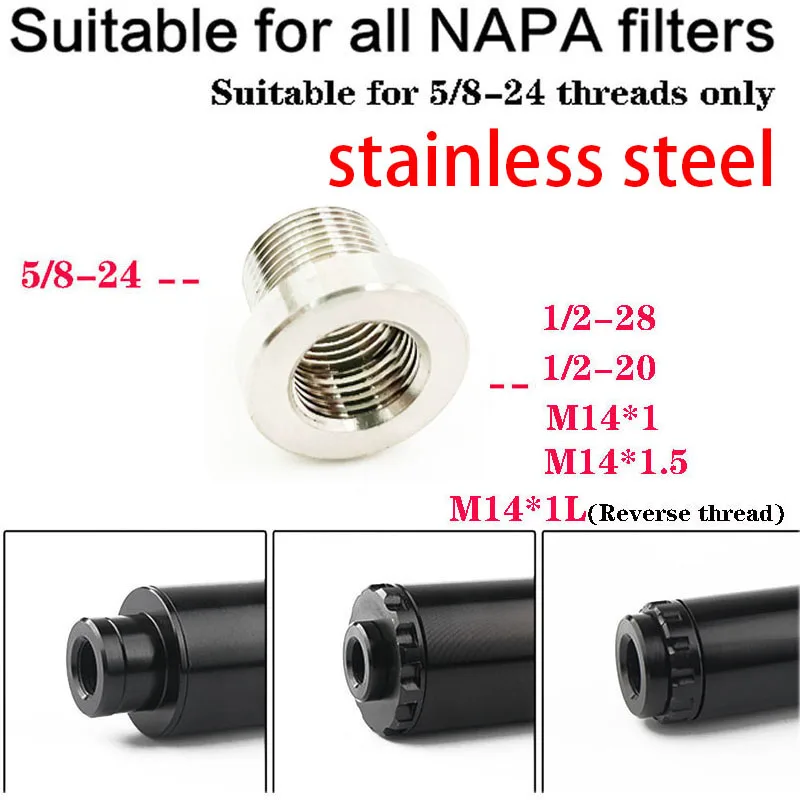 Stainless steel 5/8x24 to 1/2-28 1/2-20 M14x1/1.5/1L For Barrel Thread Adapter for .223 .308 AK47 AK74 SKS Suitable for all NAPA
Stainless steel 5/8x24 to 1/2-28 1/2-20 M14x1/1.5/1L For Barrel Thread Adapter for .223 .308 AK47 AK74 SKS Suitable for all NAPA
