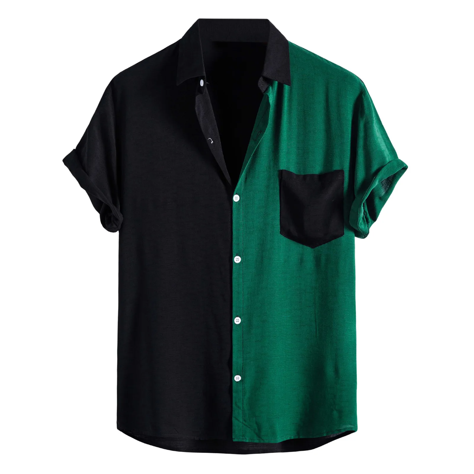 Men Summer Short Sleeve Shirt 2022 Color Block Down-collar Lapel Button Shirts Tops
Men Summer Short Sleeve Shirt 2022 Color Block Down-collar Lapel Button Shirts Tops