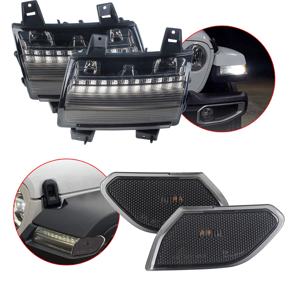 Turn Signal Lights Fender DRL Euro Version High Configuration and LED Side Mudguard Signal Lights for Jeep Wrangler JL 18-19
Turn Signal Lights Fender DRL Euro Version High Configuration and LED Side Mudguard Signal Lights for Jeep Wrangler JL 18-19