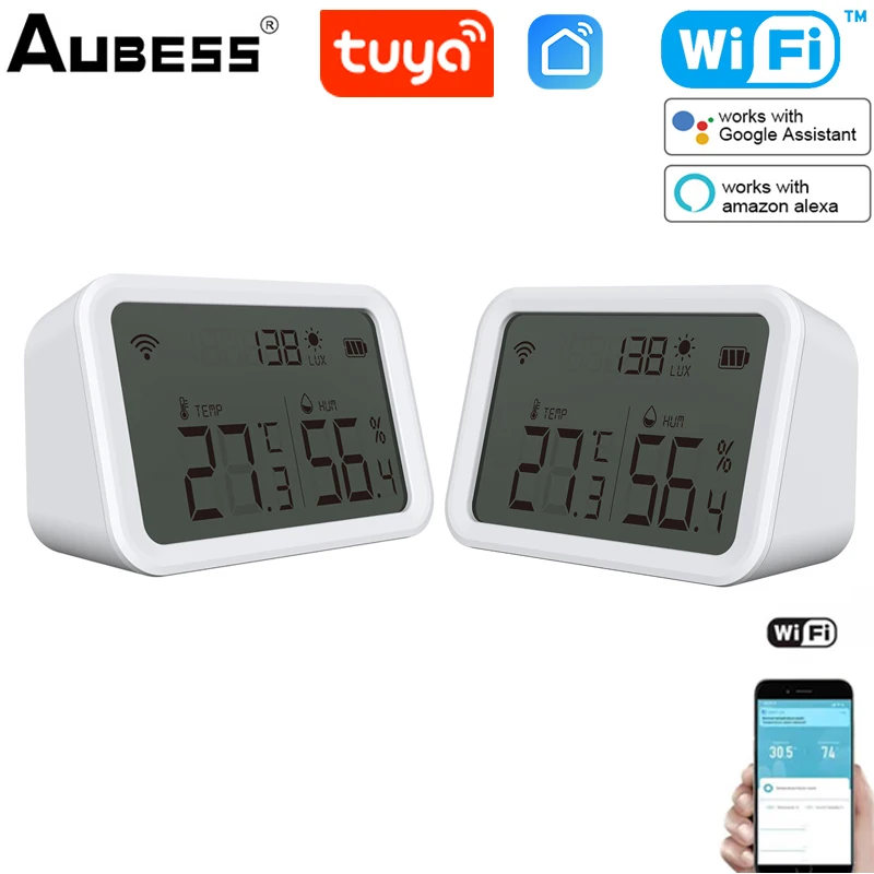 Датчик температуры и влажности Tuya Wi-Fi с ЖК-дисплеем, комнатный гигрометр для умного дома, термометры для Alexa, Google Assistant 
Датчик температуры и влажности Tuya Wi-Fi с ЖК-дисплеем, комнатный гигрометр для умного дома, термометры для Alexa, Google Assistant