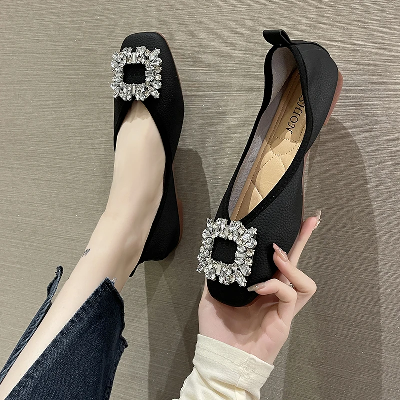 Plus Size Women Shoes Square Toe Pumps Spring New Rhinestones Buckle Slip on Women's Flat Shoes Ladies Office Work Casual Shoes
Plus Size Women Shoes Square Toe Pumps Spring New Rhinestones Buckle Slip on Women's Flat Shoes Ladies Office Work Casual Shoes