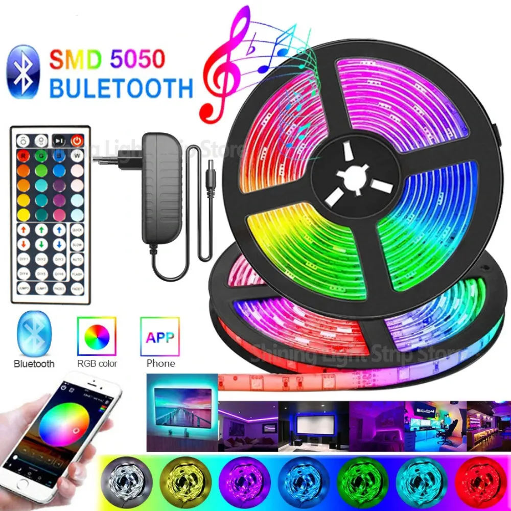Светодиодные ленты RGB5050 с Bluetooth, 12 В постоянного тока, гибкая лента, Светодиодная лента, 5 м, 10 м, 20 м, управление через приложение для комнаты, с...
Светодиодные ленты RGB5050 с Bluetooth, 12 В постоянного тока, гибкая лента, Светодиодная лента, 5 м, 10 м, 20 м, управление через приложение для комнаты, с...