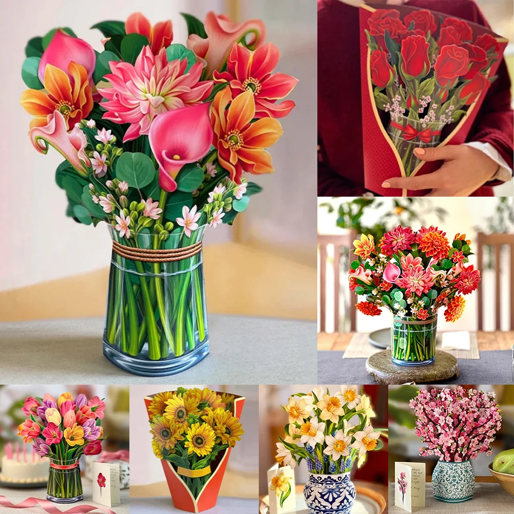 3D Flower Bouquet Card Paper Rose Flower PopUp Cards Vivid Greeting Card Flower Bouquet Popup Greeting Card For Gift With Bow
3D Flower Bouquet Card Paper Rose Flower PopUp Cards Vivid Greeting Card Flower Bouquet Popup Greeting Card For Gift With Bow