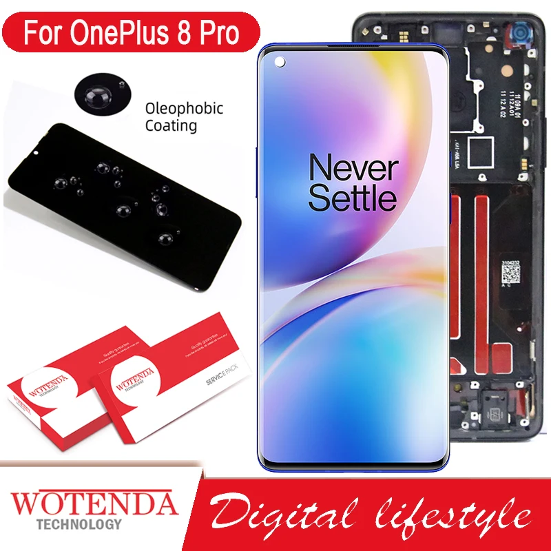 100% Оригинальный ЖК-экран 6 78 "Fluid AMOLED для OnePlus 8 Pro + сенсорная панель дигитайзер