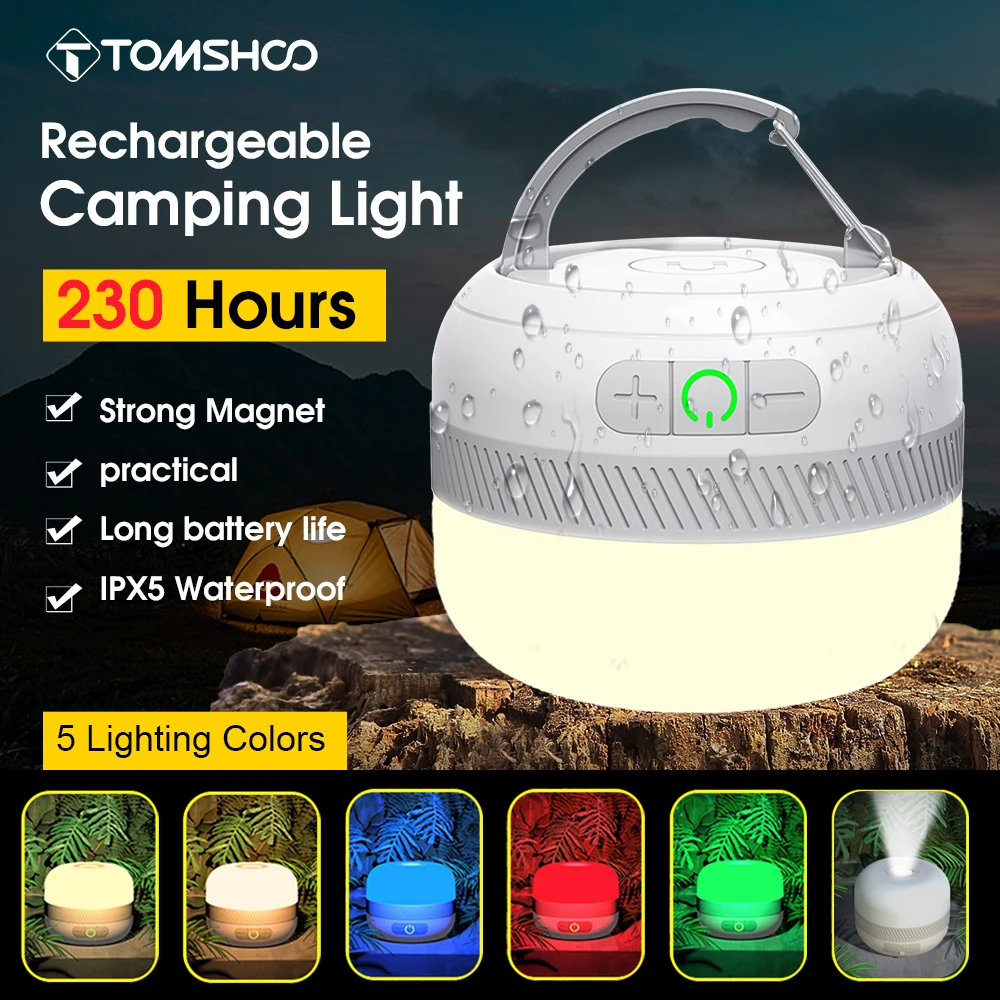 Tomshoo Outdoor LED Camping Lamp 230 Hours Rechargeable Camping Lantern w Magnet Lighting Fixture Portable Emergency Light
Tomshoo Outdoor LED Camping Lamp 230 Hours Rechargeable Camping Lantern w Magnet Lighting Fixture Portable Emergency Light