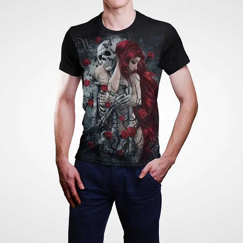 

Summer New Goth Skeletor Skull Fashion 3D Print T-Shirt Men Women Children Casual Short Sleeve Streetwear Boy Girl Kids Tops