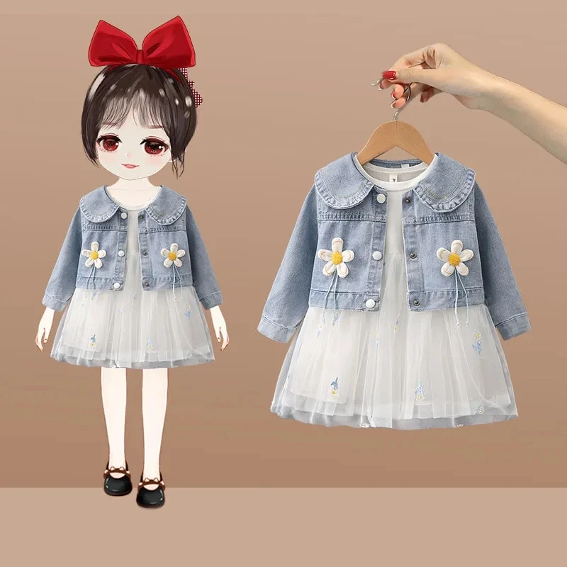 Baby Girls Costume Spring Autumn Clothes Suits Doll collar Princess Denim Jacket + Dress 2Pcs Kids Outfit Girl Clothing Set
Baby Girls Costume Spring Autumn Clothes Suits Doll collar Princess Denim Jacket + Dress 2Pcs Kids Outfit Girl Clothing Set