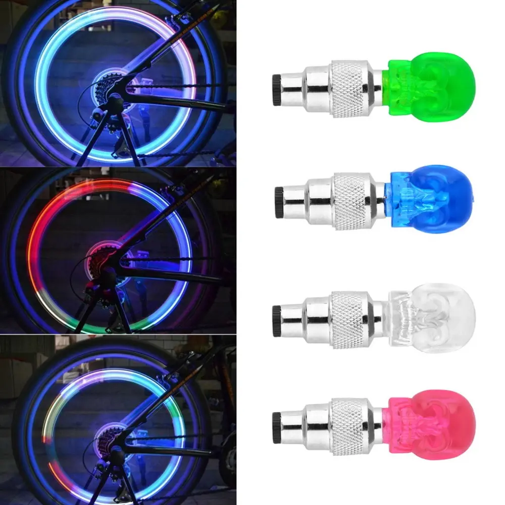 4 colors Wheel Tire Valve Sealing Cap Skull Shape LED Light Lamp Vibration On/ Off Fit Bicycle Motorbike Car Universal
4 colors Wheel Tire Valve Sealing Cap Skull Shape LED Light Lamp Vibration On/ Off Fit Bicycle Motorbike Car Universal
