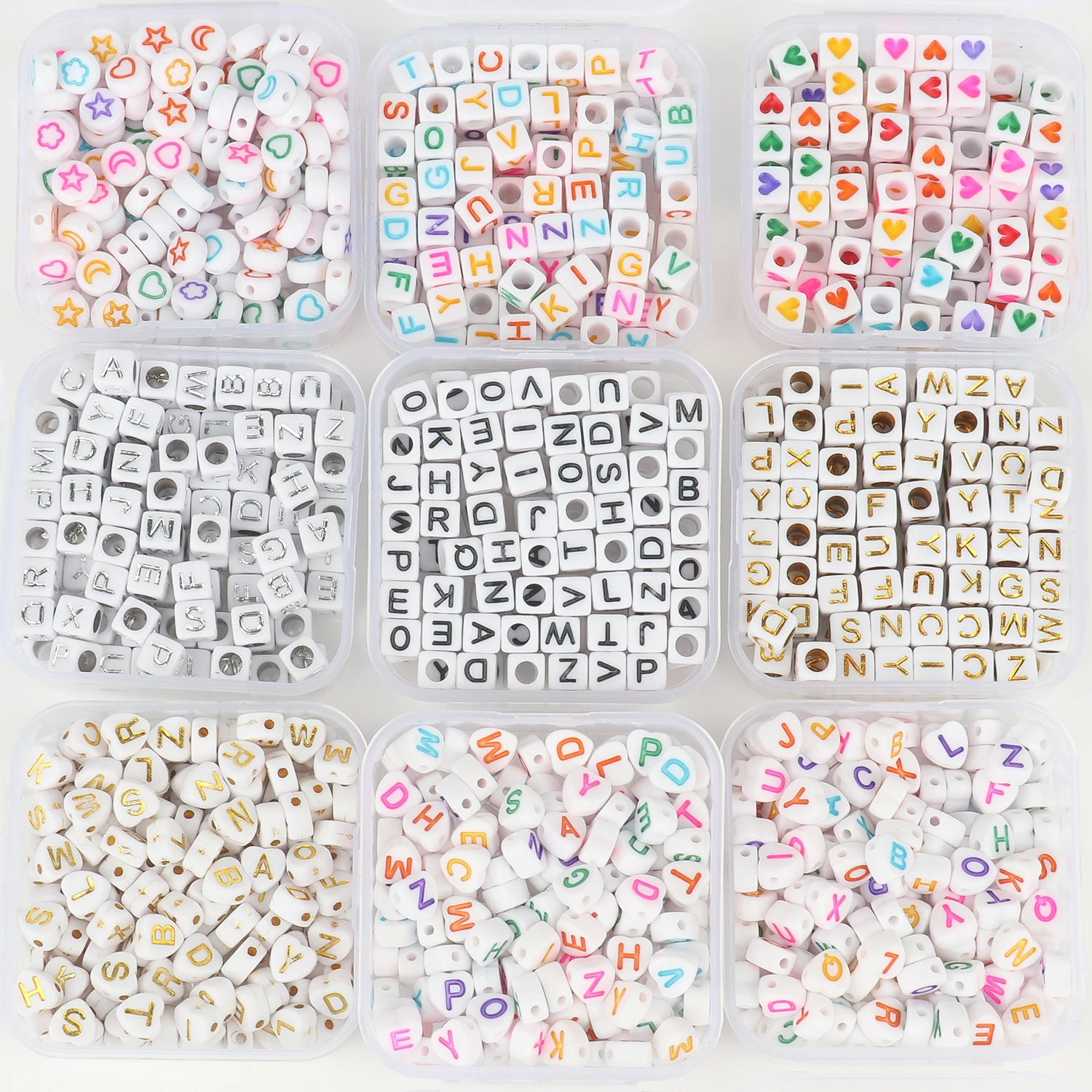 100Pcs/box Colorful Acrylic Round Flat Cube Heart Gold/Sliver Letter Beads DIY Homemade Necklace Bracelet Jewelry Accessories
100Pcs/box Colorful Acrylic Round Flat Cube Heart Gold/Sliver Letter Beads DIY Homemade Necklace Bracelet Jewelry Accessories