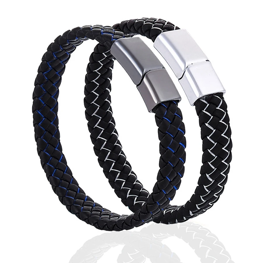 New Classic Style Men Leather Bracelet Simple Black Stainless Steel Magnet Buckle Accessories Hand-woven Punk Jewelry Gifts
New Classic Style Men Leather Bracelet Simple Black Stainless Steel Magnet Buckle Accessories Hand-woven Punk Jewelry Gifts