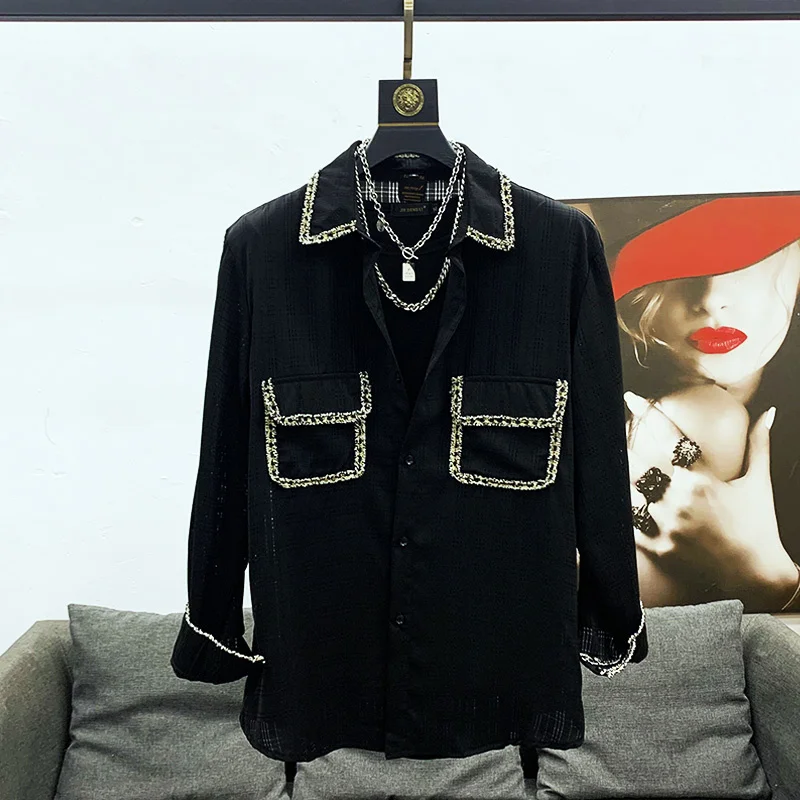 2023 Elegant Men's Trendy Splice Shirt Long Sleeve New Top Korean Fashion Designer Loose Original Thin Clothes Coat Spring
2023 Elegant Men's Trendy Splice Shirt Long Sleeve New Top Korean Fashion Designer Loose Original Thin Clothes Coat Spring