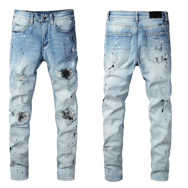 Hole Ripped Denim Stacked Jean Light Blue Tapered Leg Trousers Pantalon Homme 2022 Graphic Jean Men Hip hop Streetwear Jeans
Hole Ripped Denim Stacked Jean Light Blue Tapered Leg Trousers Pantalon Homme 2022 Graphic Jean Men Hip hop Streetwear Jeans