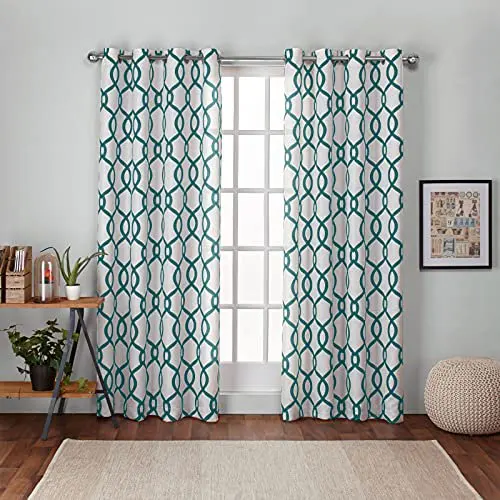 

Kochi Light Filtering Linen Blend Grommet Top Curtain Panel Pair, 54x96, Teal