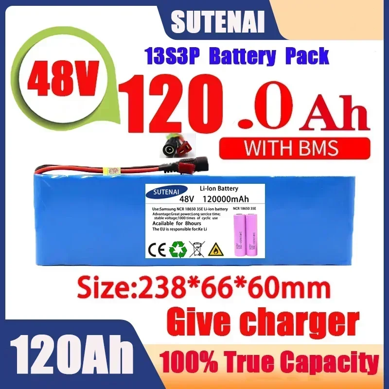 New 48V 120000mAh 1000w 13S3P 48V Lithium ion Battery Pack 120Ah For 54.6v E-bike Electric bicycle Scooter with BMS+charger
New 48V 120000mAh 1000w 13S3P 48V Lithium ion Battery Pack 120Ah For 54.6v E-bike Electric bicycle Scooter with BMS+charger
