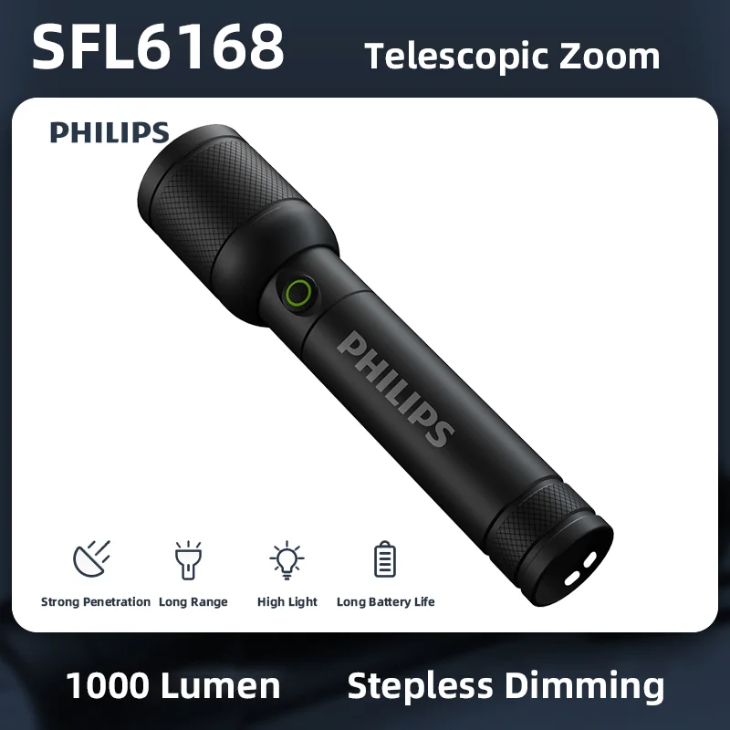 Перезаряжаемый Светодиодный Фонарь Philips SFL6168 С Зумом, USB-зарядкой, Портативный, Для Самообороны, Кемпинга
Перезаряжаемый Светодиодный Фонарь Philips SFL6168 С Зумом, USB-зарядкой, Портативный, Для Самообороны, Кемпинга