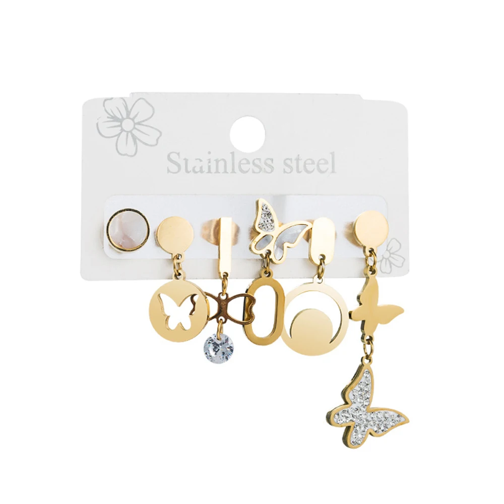 Ins Fashion New Simple Trend Butterfly Circle Geometric Titanium Steel Earrings Set Korea Cute Romantic Hip Hop Women's Jewelry
Ins Fashion New Simple Trend Butterfly Circle Geometric Titanium Steel Earrings Set Korea Cute Romantic Hip Hop Women's Jewelry