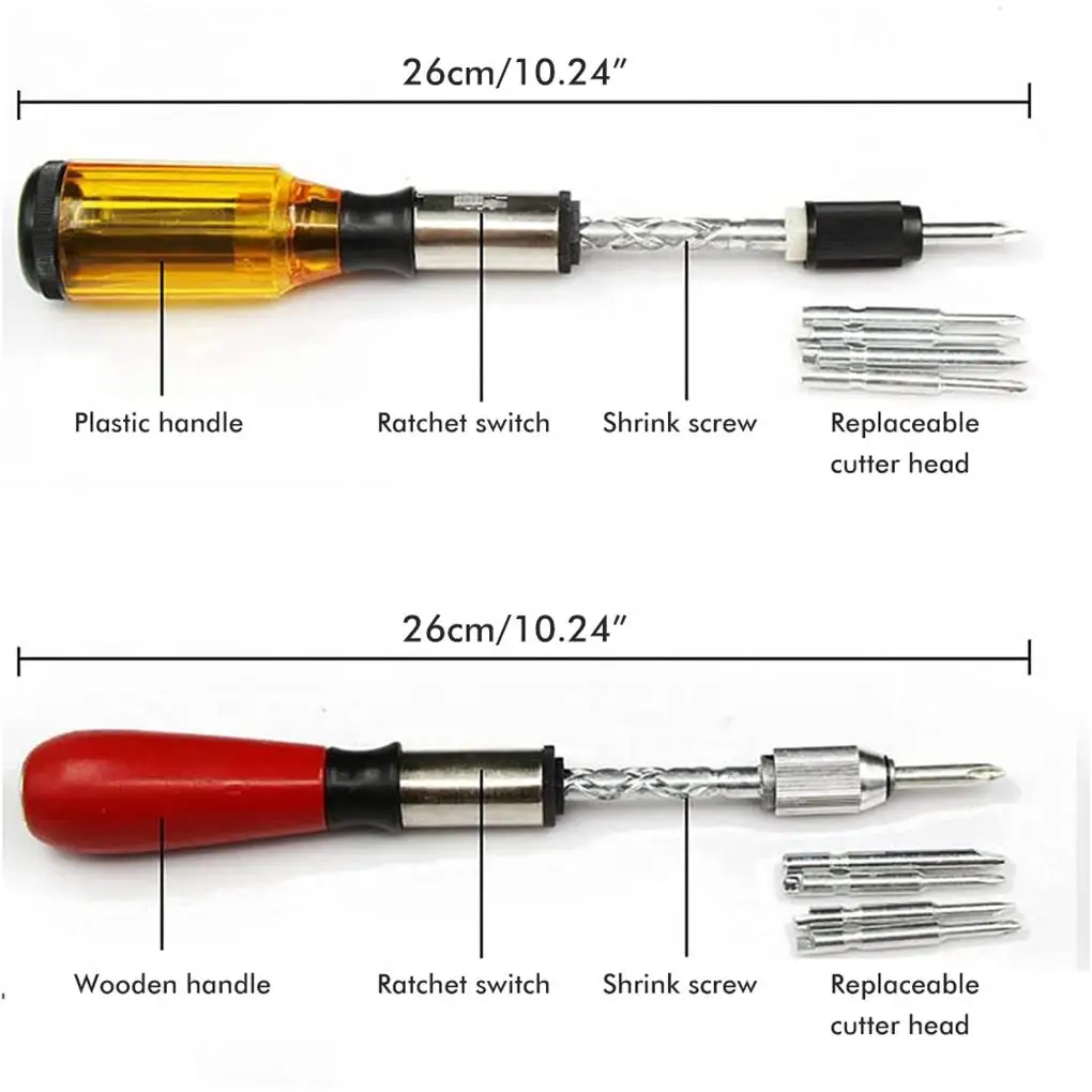 Push-Pull Ratchet Screwdriver Fastener Worker Adjustment Spiral Screwdrivers with 5 Replaceable Heads Nut Fittings
Push-Pull Ratchet Screwdriver Fastener Worker Adjustment Spiral Screwdrivers with 5 Replaceable Heads Nut Fittings