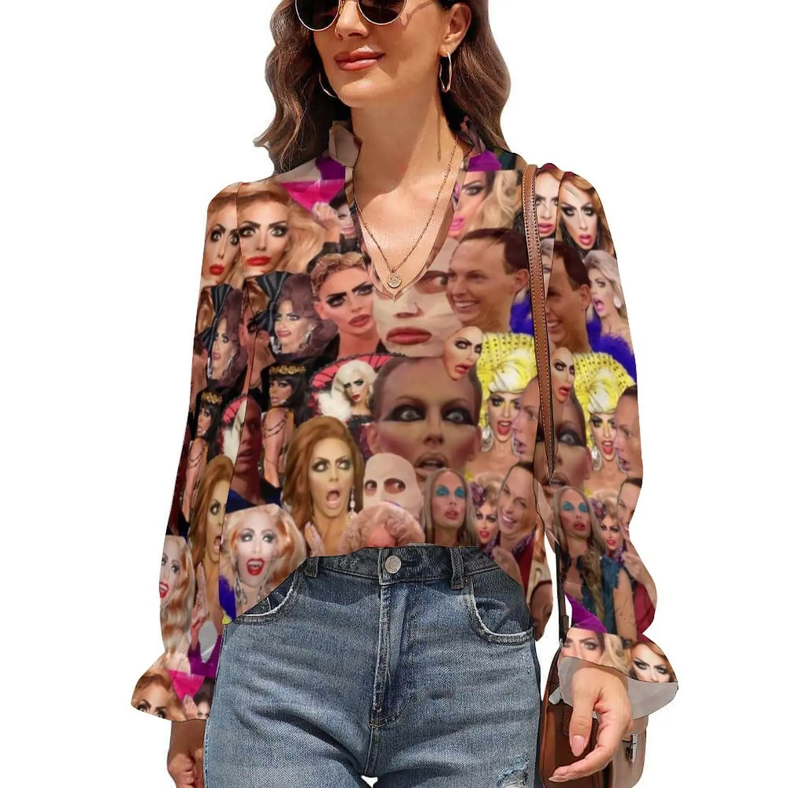 Queens Meme Print Blouse Spring Alyssa Edwards Collage Casual Chiffon Blouses V Neck Long Sleeve Shirts Female Aesthetic Tops
Queens Meme Print Blouse Spring Alyssa Edwards Collage Casual Chiffon Blouses V Neck Long Sleeve Shirts Female Aesthetic Tops