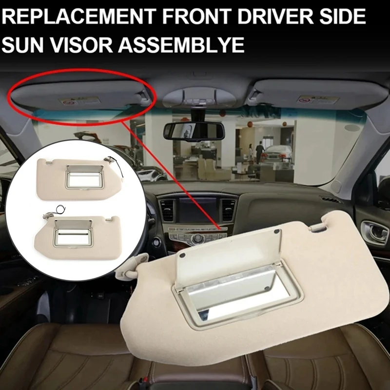 1Pair Sunshade W/ Mirror Light 96400-9PB0A 96400-9PB0B For Pathfinder Infiniti QX60 JX35 13-19 Beige
1Pair Sunshade W/ Mirror Light 96400-9PB0A 96400-9PB0B For Pathfinder Infiniti QX60 JX35 13-19 Beige