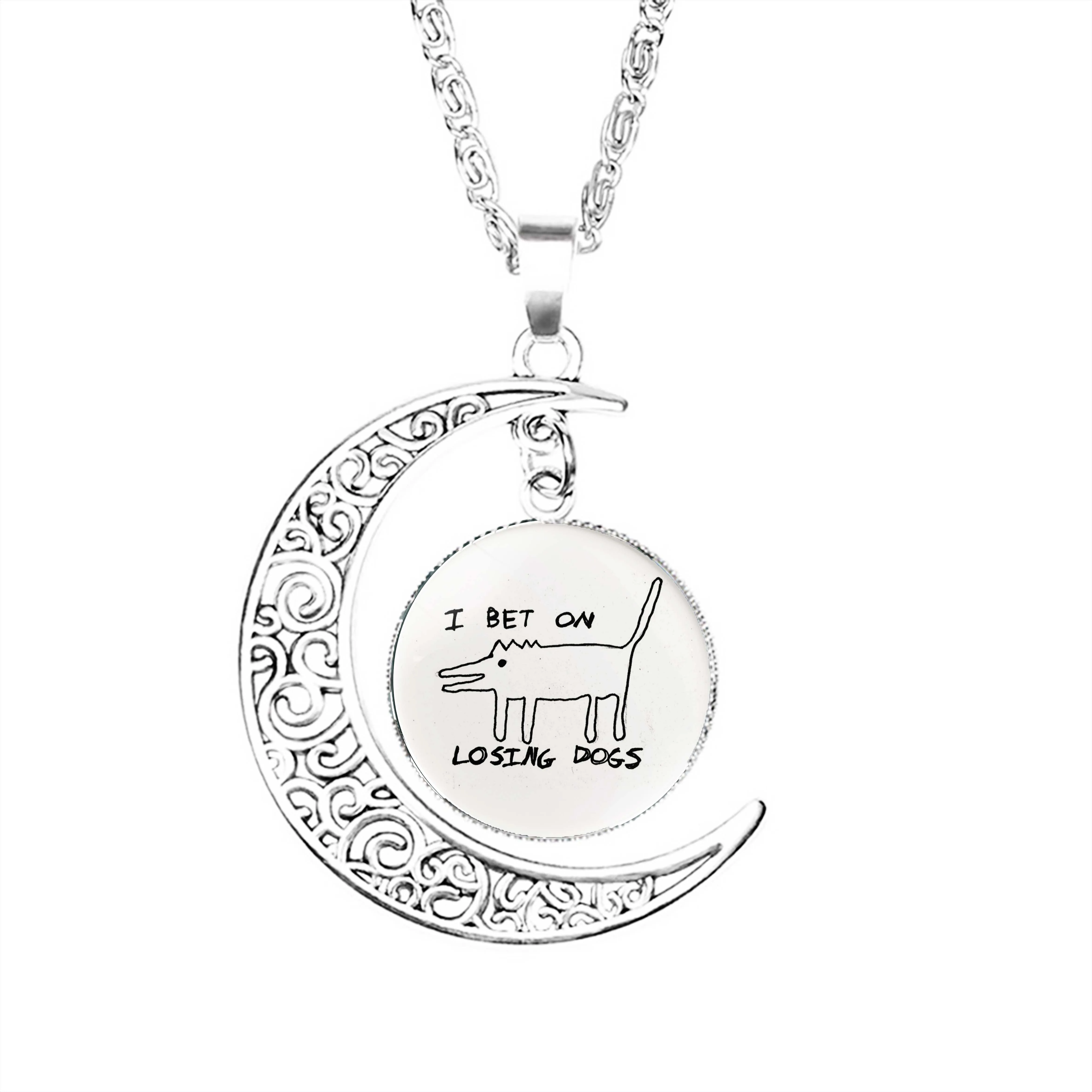 I Bet On Losing Dogs Moon Necklace Chain Charm Glass Accessories Party Stainless Steel Lady Women Fashion Jewelry Pendant
I Bet On Losing Dogs Moon Necklace Chain Charm Glass Accessories Party Stainless Steel Lady Women Fashion Jewelry Pendant