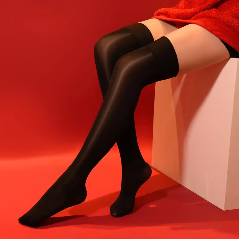

Сексуальные женские блестящие высокие эластичные чулки до бедра 8D, Прозрачное нижнее белье, до колена, дизайнерские носки до колена для ночного клуба