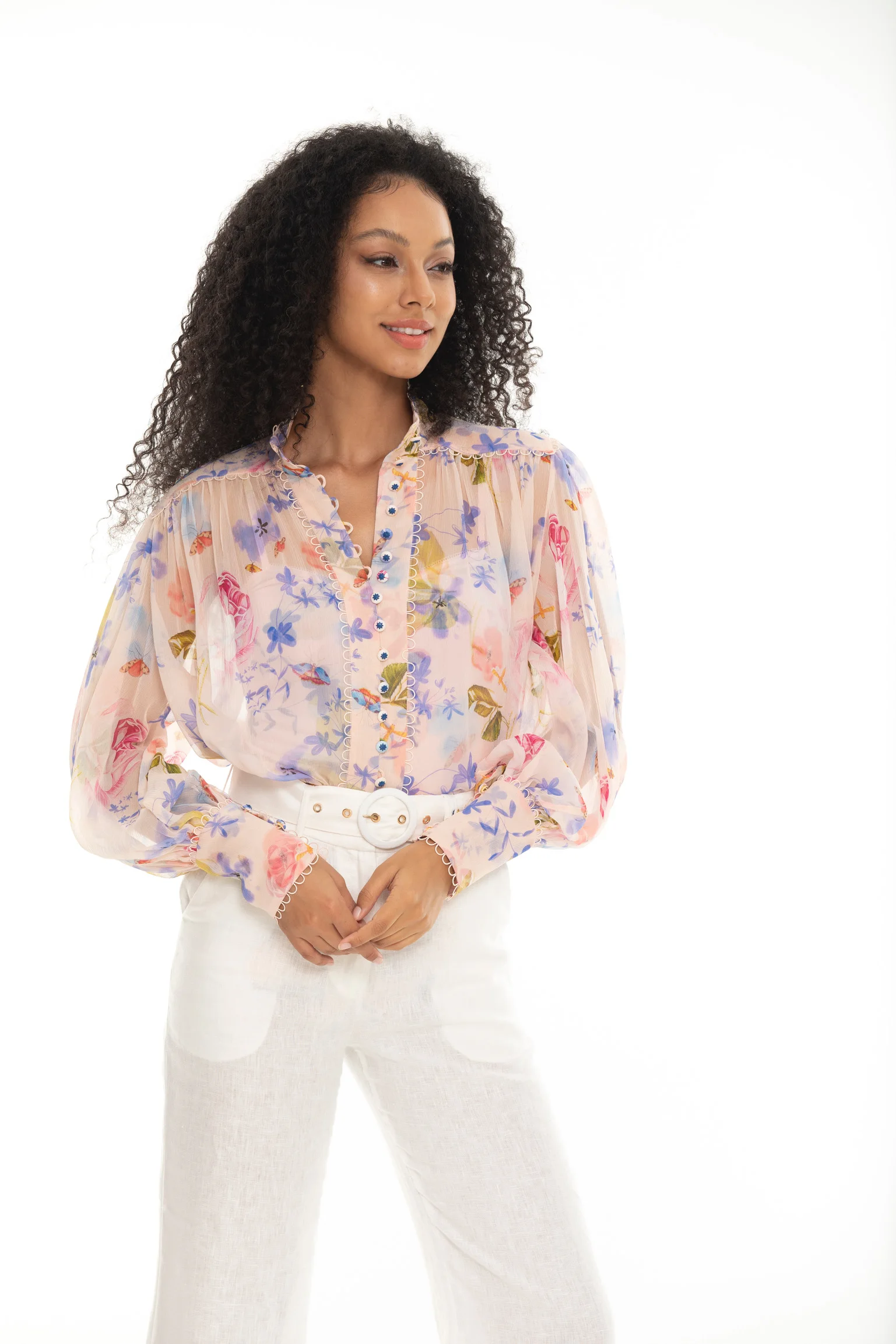 2023 Spring New Women's Shirt Orchid Button Flower Butterfly Printed Silk Blouse
2023 Spring New Women's Shirt Orchid Button Flower Butterfly Printed Silk Blouse