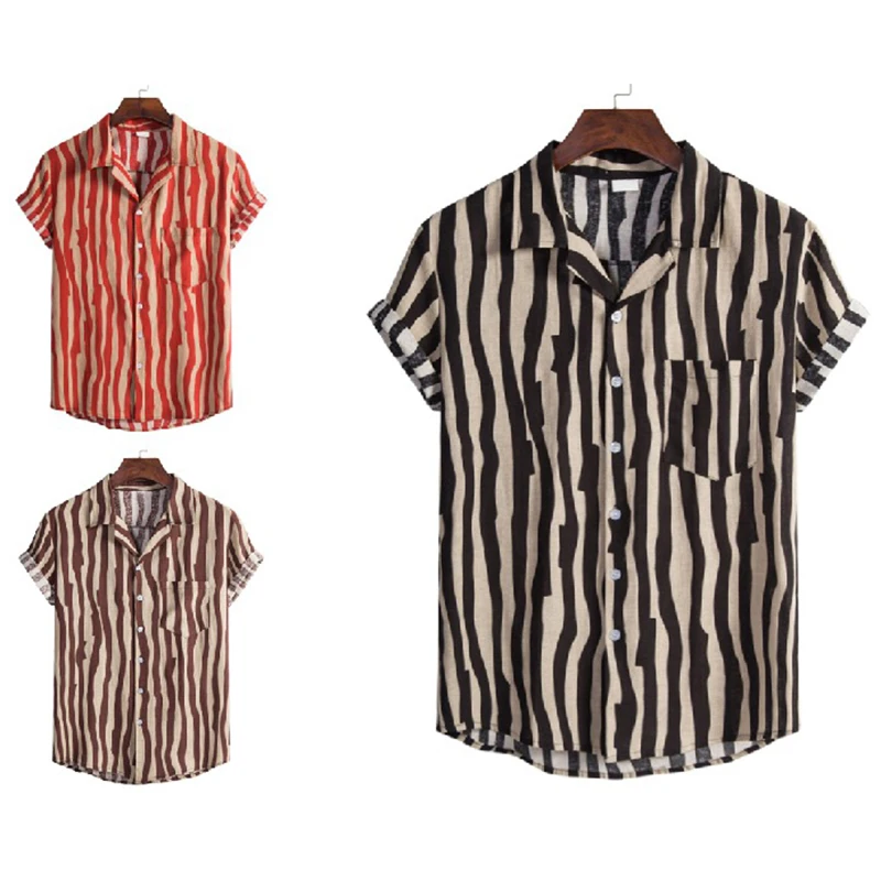 Casual Men Striped Shirt Breathable Loose Lapel Neck Short Sleeve Tops Man Streetwear Vacation Shirts Men Clothing Tops Shirt
Casual Men Striped Shirt Breathable Loose Lapel Neck Short Sleeve Tops Man Streetwear Vacation Shirts Men Clothing Tops Shirt