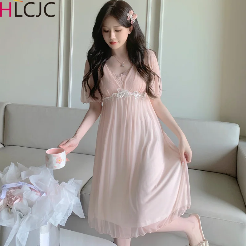 Ice Silk Night Dress Ladies Sleepwear Women Silk Nightgowns Sexy Sleepwear Lace Princess Court Sleeping Dress Summer Pijamas
Ice Silk Night Dress Ladies Sleepwear Women Silk Nightgowns Sexy Sleepwear Lace Princess Court Sleeping Dress Summer Pijamas