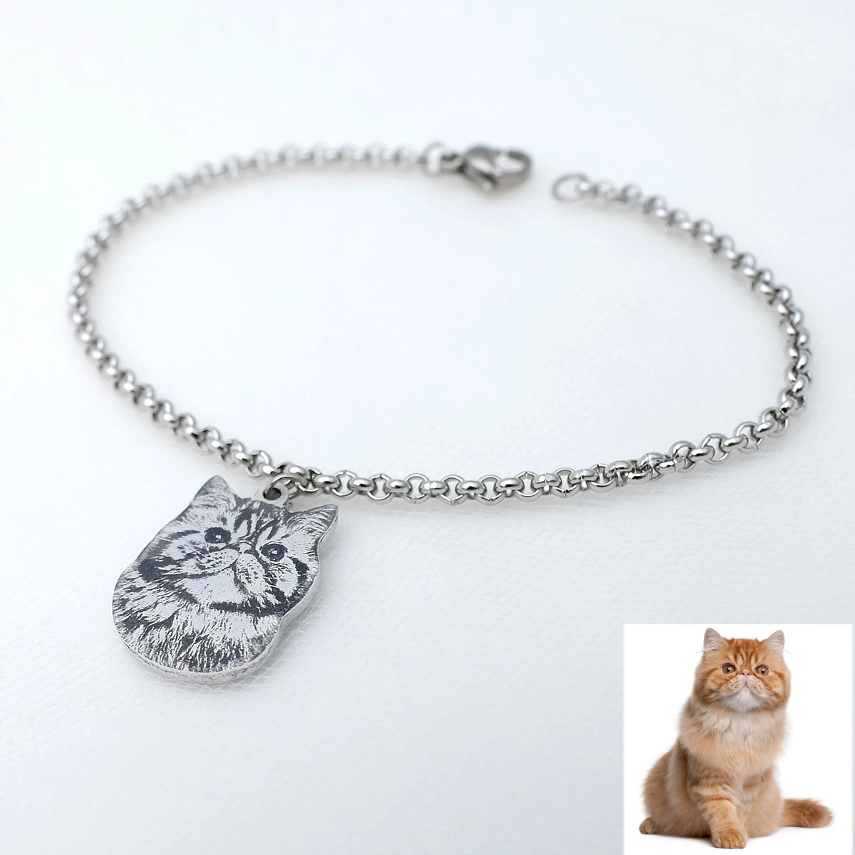 

Pet Portrait Bracelet Custom Photo Bracelet Pet Memorial Bracelet Picture Charm Bangle Pet Sympathy Gift for Her Pet Loss Gift