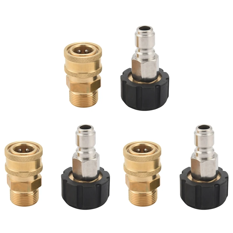 6X Pressure Washer Adapter Set, Quick Connect Kit, Metric M22 15Mm Female Swivel To M22 Male Fitting, 5000 Psi
6X Pressure Washer Adapter Set, Quick Connect Kit, Metric M22 15Mm Female Swivel To M22 Male Fitting, 5000 Psi