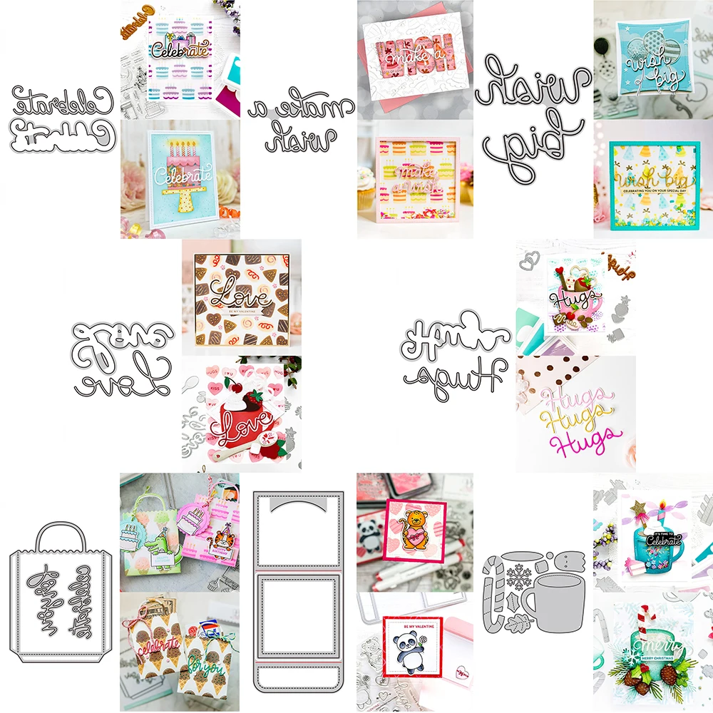 English Words Metal Cutting Dies With Big Hugs Love Shadow Dies Mug Gift Bag Label Mixed Dies for DIY Scrapbooking Project 2023
English Words Metal Cutting Dies With Big Hugs Love Shadow Dies Mug Gift Bag Label Mixed Dies for DIY Scrapbooking Project 2023