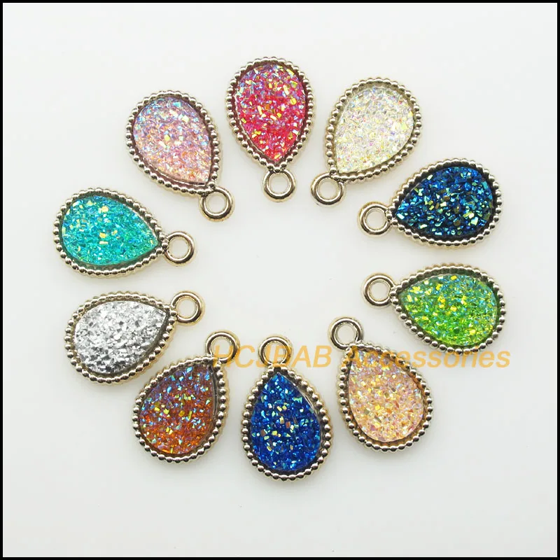 10 New Ore Mixed Resin Charms Retro KC Gold Plated Teardrop Pendants 13x21mm 
10 New Ore Mixed Resin Charms Retro KC Gold Plated Teardrop Pendants 13x21mm