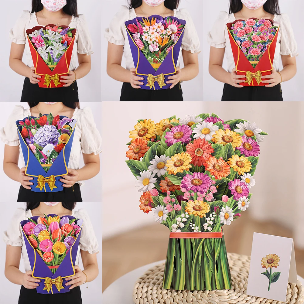 3D Flower Bouquet Card Paper Flowers Pops-up Bouquet Greeting Cards Tulip Lily For Birthday Mothers Father's Day Wedding
3D Flower Bouquet Card Paper Flowers Pops-up Bouquet Greeting Cards Tulip Lily For Birthday Mothers Father's Day Wedding