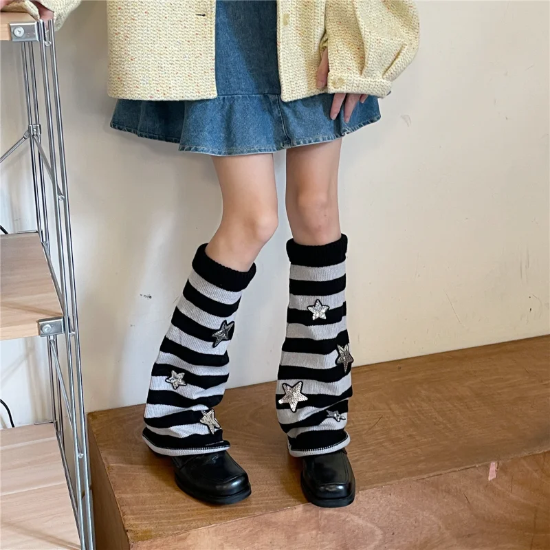 

Japanese Star Leg Warmers Socks Striped JK Boot Cuffs Lolita Socks Harajuku Knit Sock Sets Thigh Garter y2k hot girl Accessories